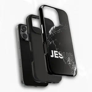 Crowned King Jesus Phone Case, Christian Religious Gift, Tough Shockproof Dual Layer Cover, Faith Christ Merch for iPhone USA Made