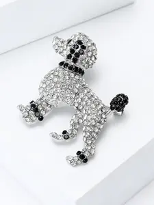 Elegant Rhinestone Dog Brooch Pin, Cute Cartoon Unisex Suit Jacket Lapel Flower Decoration, Fashion Accessory for Men and Women, Jewellery