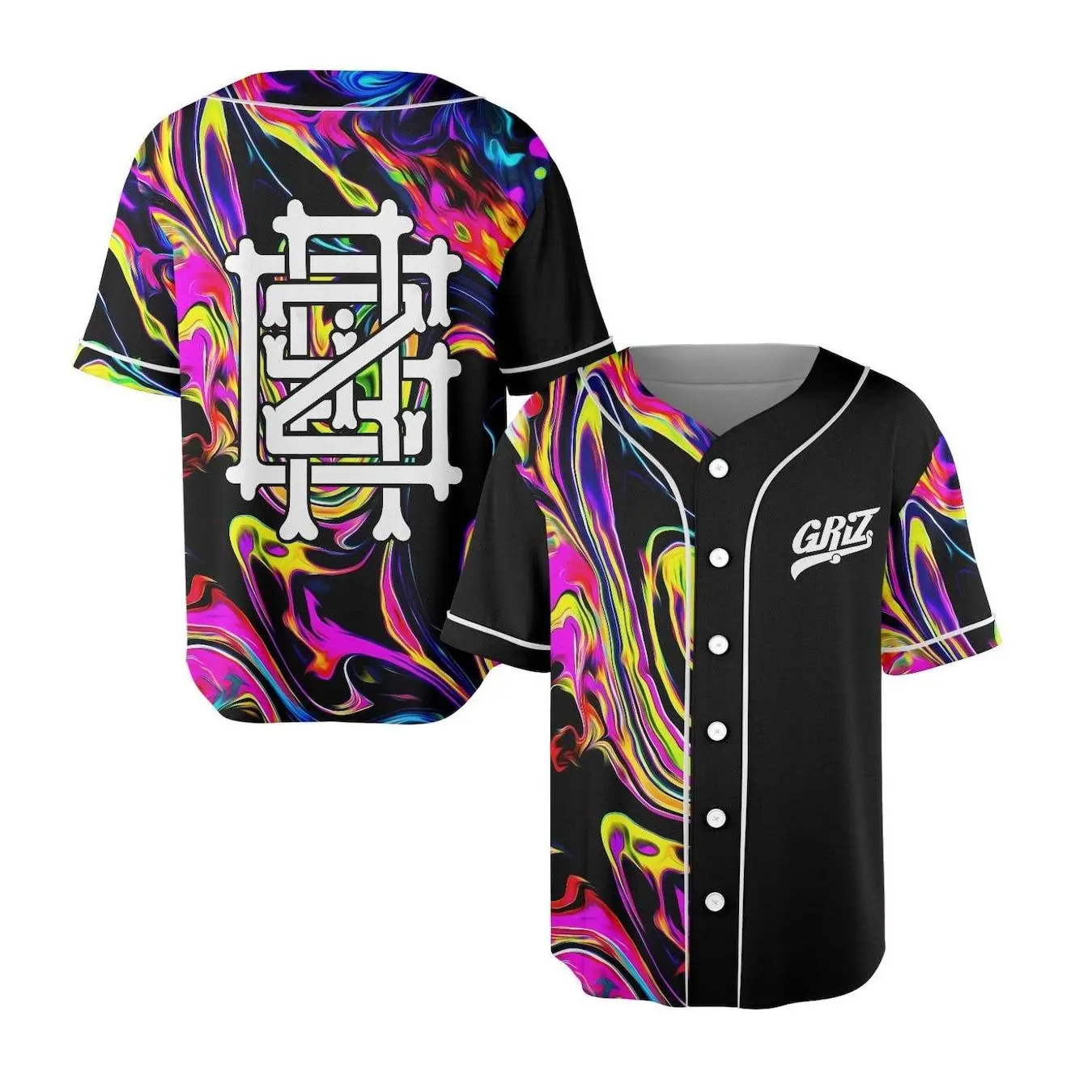 Griz Baseball Jersey, Liquid Marble Rave Shirt, Edm Festival Outfit