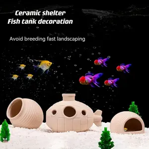 Ceramic Cave Aquarium Decor, Safe Non-Toxic Water Purifier, Ideal for Fish, Shrimp, Turtles, Crabs, Small Tank Hiding Spot