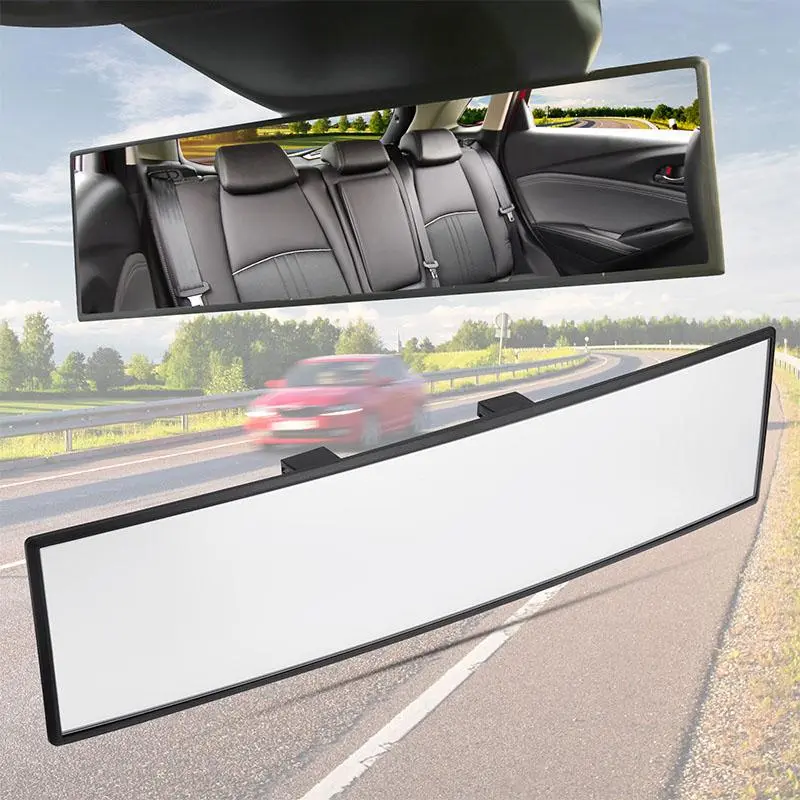 Universal Clip-On Panoramic Rear View Mirror 11.8 Inch Wide Angle Anti-Glare HD Clear Auto Mirror for Enhanced Visibility