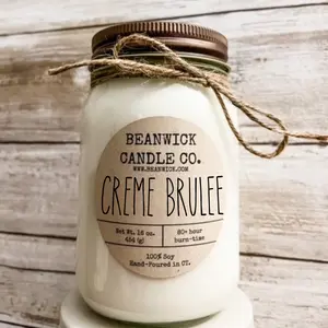 CREME BRULEE Soy Candle in Mason Jar Unique Gift