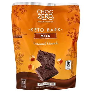 ChocZero Keto Bark, Milk Chocolate, Caramel Crunch, 15 Mini Bars, 6 oz (170 g)