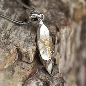 Wishing Stone Necklace Fashion Retro Personality Unisex Mel Color Block Pendant Men's Hip Hop Sweater Chain Accessories