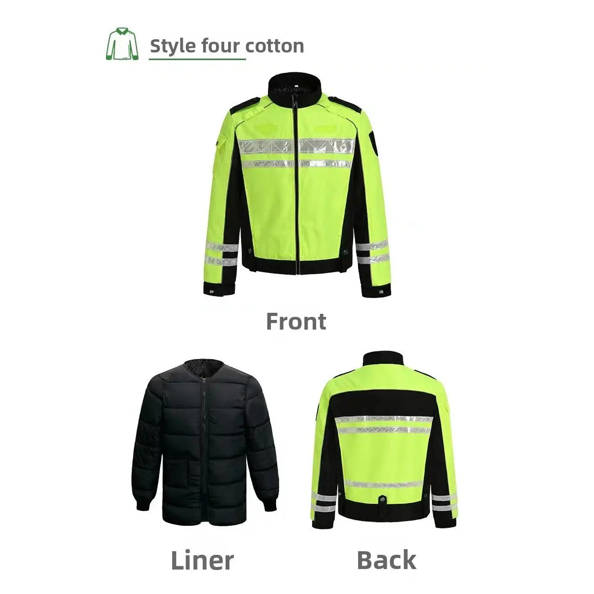 Outdoor fashion reflective cycling jacket fluorescent green duty warning security overalls reflective clothing