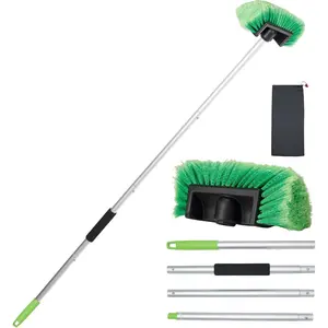 Wash Brush with Long Handle, 60'' Soft Bristle Cleaning Brush,  Cleaning Brushes, Carwash Brushes for SUV, RV, Boat, , House Siding, Sweep Snow, Green