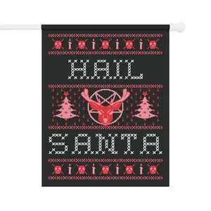 Funny Christmas Garden Flag - Hail Santa Ugly Christmas Sweater Flag - Cute Christmas Banner Goth Christmas Decor - Horror Yard Flag - Porch Sign - Gift For Him - Gift For Her