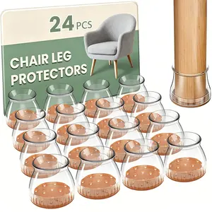 Chair Leg Protectors,24 Pcs Silicone Pads for Hardwood Floor,Anti-Scratch Floor,Noise-Reducing Chair Leg Cover,Felt Mat(0.39"-1.97")