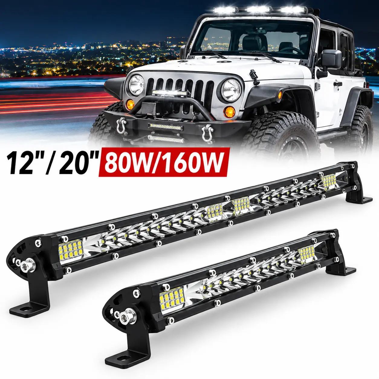 Led Bar offroad 12'' 20'' 12V 24V Sigle Row Running Driving fog LED Lights Bar for Car ATV Truck Boat