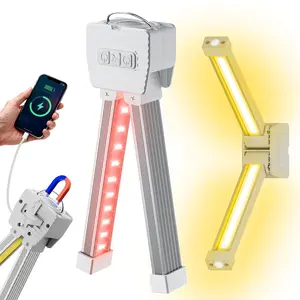 Gym Lamp, Portable Gym Lighting for Posing, Magnetic Work Light Rechargeable, 180°Rotate Foldable Camping Lamps with Hang Hook, Hiking Handheld LED Flashlight