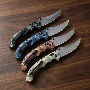 H865 Compact EDC Knife is a high-quality, portable folding knife featuring a sharp, curved blade—an essential tool for camping, fishing, and everyday use.