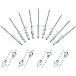 5/32" x 3/4" 50Pcs Solid Aluminum Trifold Exploding Pop Tri Grip Bulb Style Large Flange Big Headed Rivets for Kayak Marine Boat