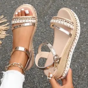 2025/Women's Plus Size Jute Rope Sole Platform Wedge Sandals with and Pointed Toe, Women Shoes