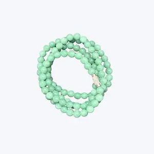 Hetian Jade 108-bead Necklace with 6mm Beads in Emerald Blue Color and Slightly Visible Texture for Outstanding Appeal