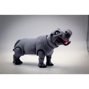 Flexi Hippo - 3D Printed Articulated Toy with Smooth Flexible Joints for Kids & Collectors Perfect Desk Companion or Fidget Toy