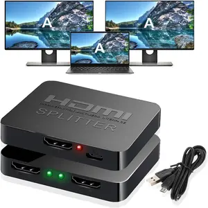 HDTV splitter 4K@60Hz , HDTV splitter 1-in-2 output, suitable for 2 identical screens, only supports 3D Dol by Vision Atmos HDTV 2.0b, HDCP2.2,18.5Gbps, Auto zoom, Full HD 1080P