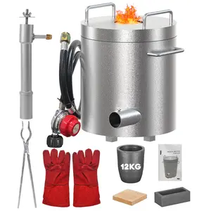 12KG Propane Melting Furnace Kit,1482°C / 2700°FStainless Steel Smelter Forge with Crucible & Tongs, High-Efficiency Insulation for Gold, Silver, Copper, Aluminum Casting & Metal Recycling