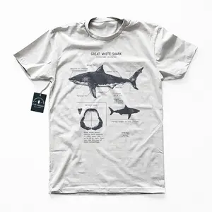 Great White Shark Anatomy Biology T-Shirt - Drawing, Marine & Shark Gift