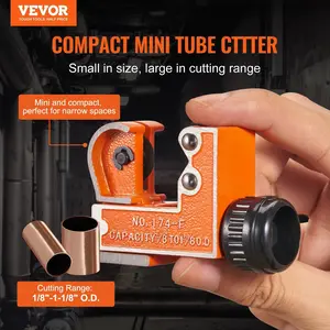【Summervibes】VEVOR Mini Tubing Cutter, 1/8" - 1-1/8" O.D. Mini Copper Pipe Cutter, Heavy Duty Compact Tube Cutter Tool with High-Speed SKD Blade for Copper, Aluminum, Galvanized, Plastic Pipes