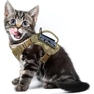 Tactical Cat Harness for Adjustable Escape Proof Pet Vest for Large Cat,Easy Control Breathable Cat Vest with Handle