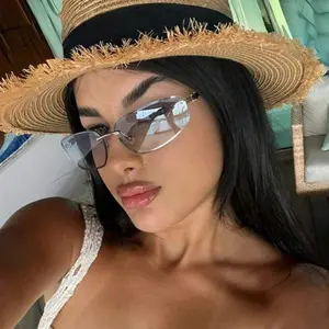 1PC Y2K European & American Summer New Glasses | Sexy Girl Style, Letter Integrated Design + Slim Wrap Around Frame! Women’s Beach Accessory, Preppy Back To School Shades with Wrap Shape Temple Decor