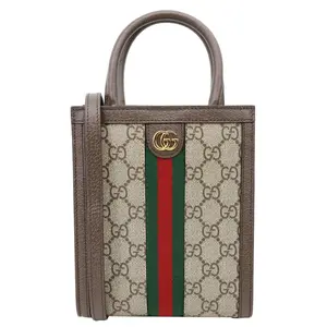 Pre-owned GUCCI Canvas and Leather Shoulder Bags Ophidia Mini Convertible GG Canvas Shoulder Bag Beige 772317