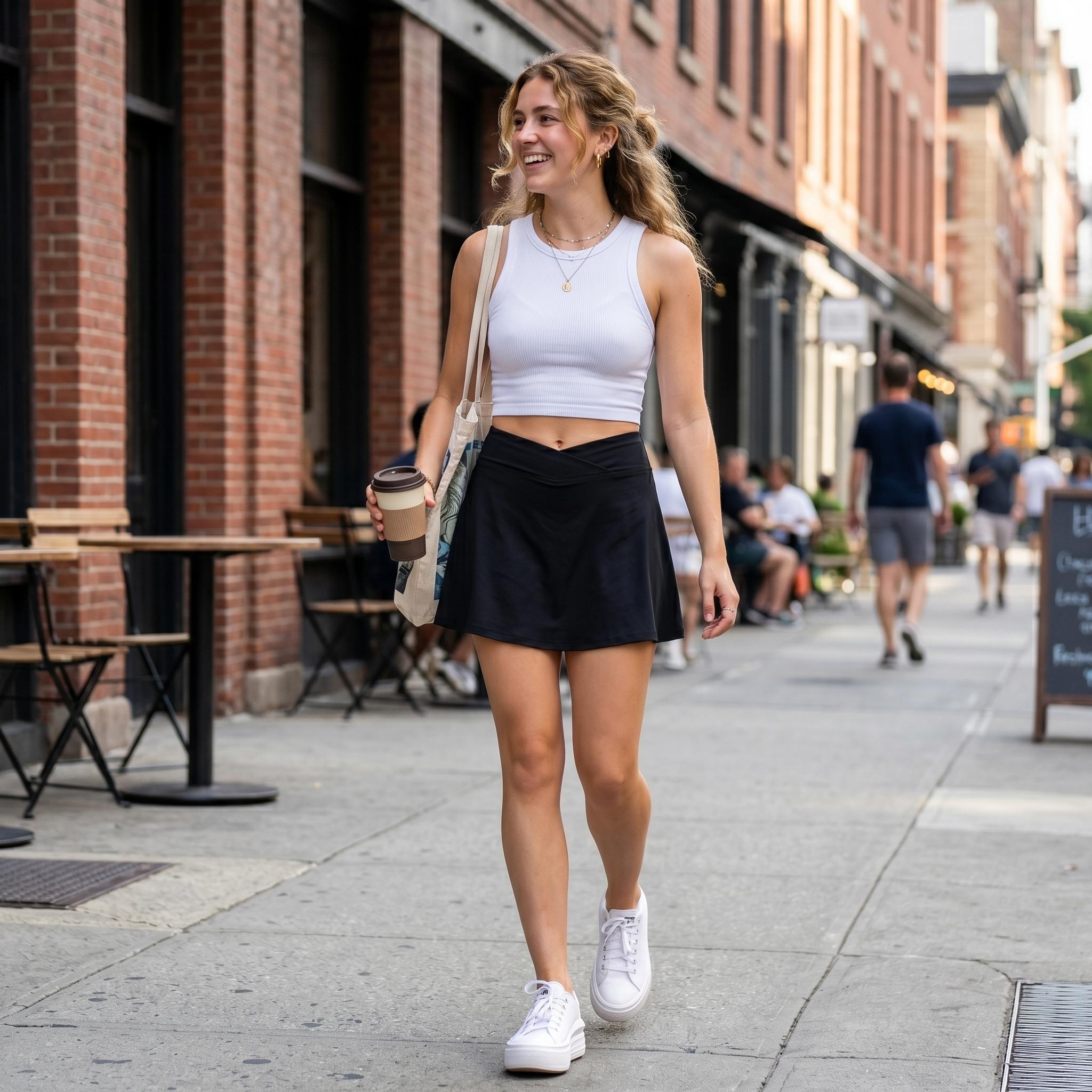 CQQNBV 2 Pack High Waisted Tennis Skirt with Shorts for Women, Athletic Skort with Pockets, Tummy Control Workout Running Golf Skirt, Casual Summer Activewear