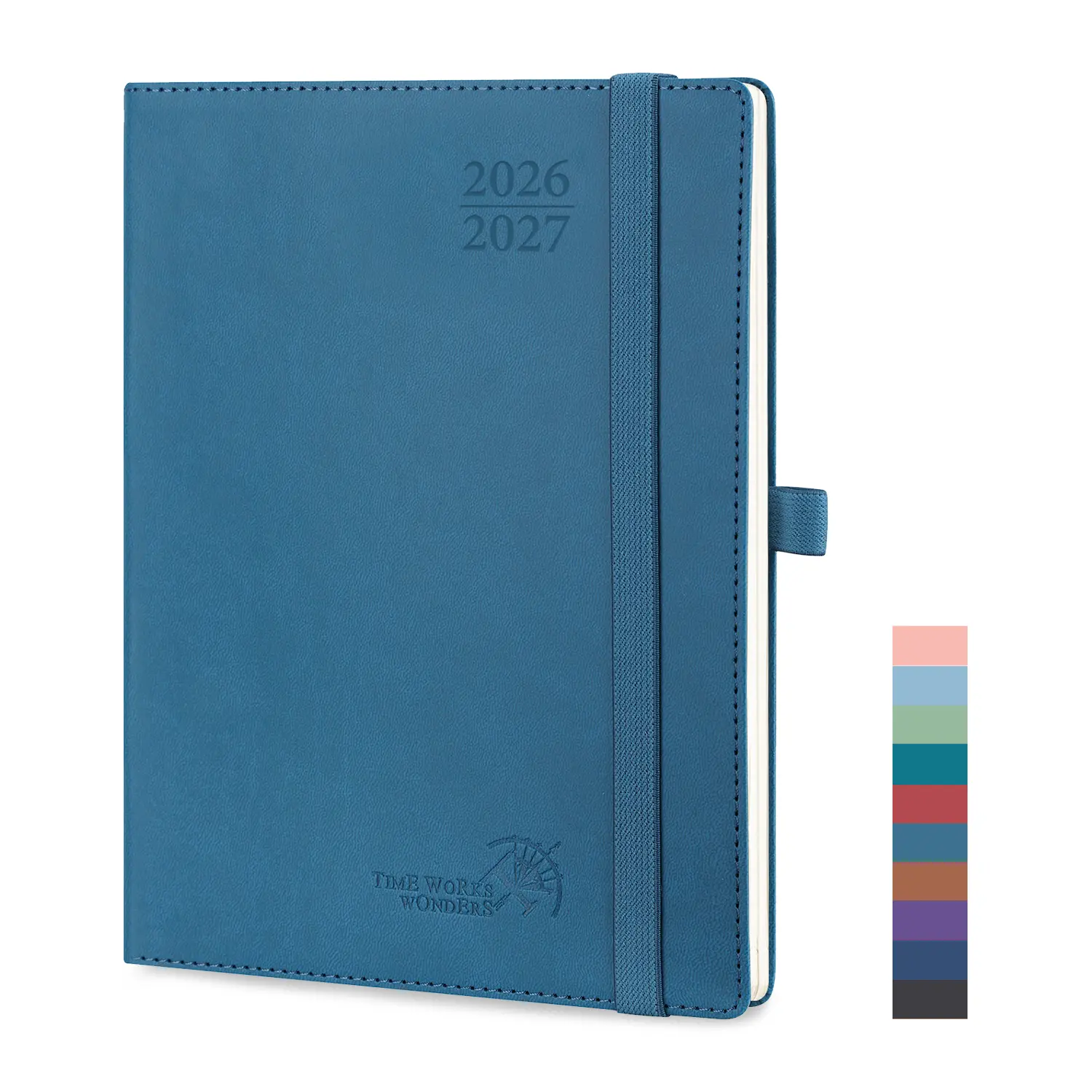 POPRUN 6.5"x8.5" 2026-2027 Soft Leather Softcover Productivity Planner (July-June), 100gsm Thick Paper, Hourly Blocks, Goal Setting, Monthly Layout, Contacts & Password Pages, Bookmark Ribbons - Mark Your Place, Focus & Efficiency Boost for Students