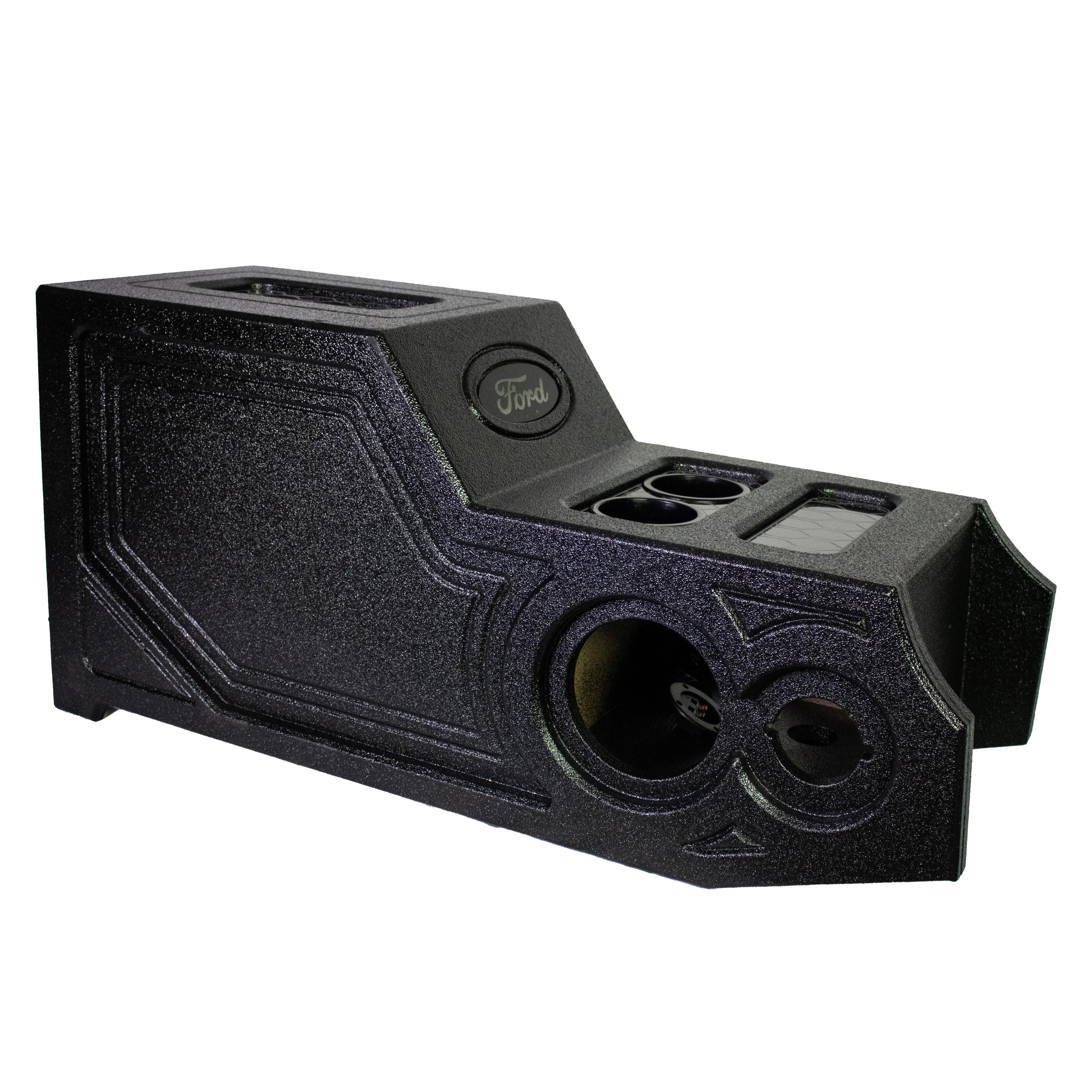 SSFORD-CON97 | Center Console Subwoofer Enclosure for 1997–2003 Ford Trucks – Fits 12", Dual 6.5", Tweeters