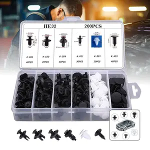 2026 Spring Break 200-Piece Car Bumper/Hook Clip Set, Plastic Rivets & 6 Fastening Hardware, Removal Tool Kit, Push-In Retainer Set