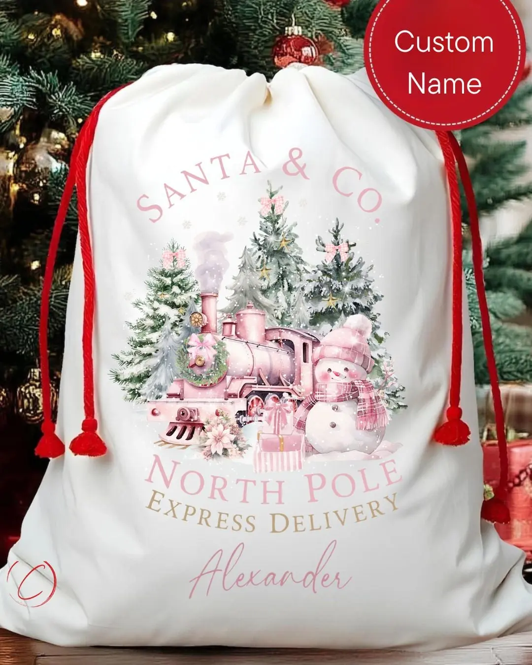 Custom Santa Sack- Santa & Co (PINK)