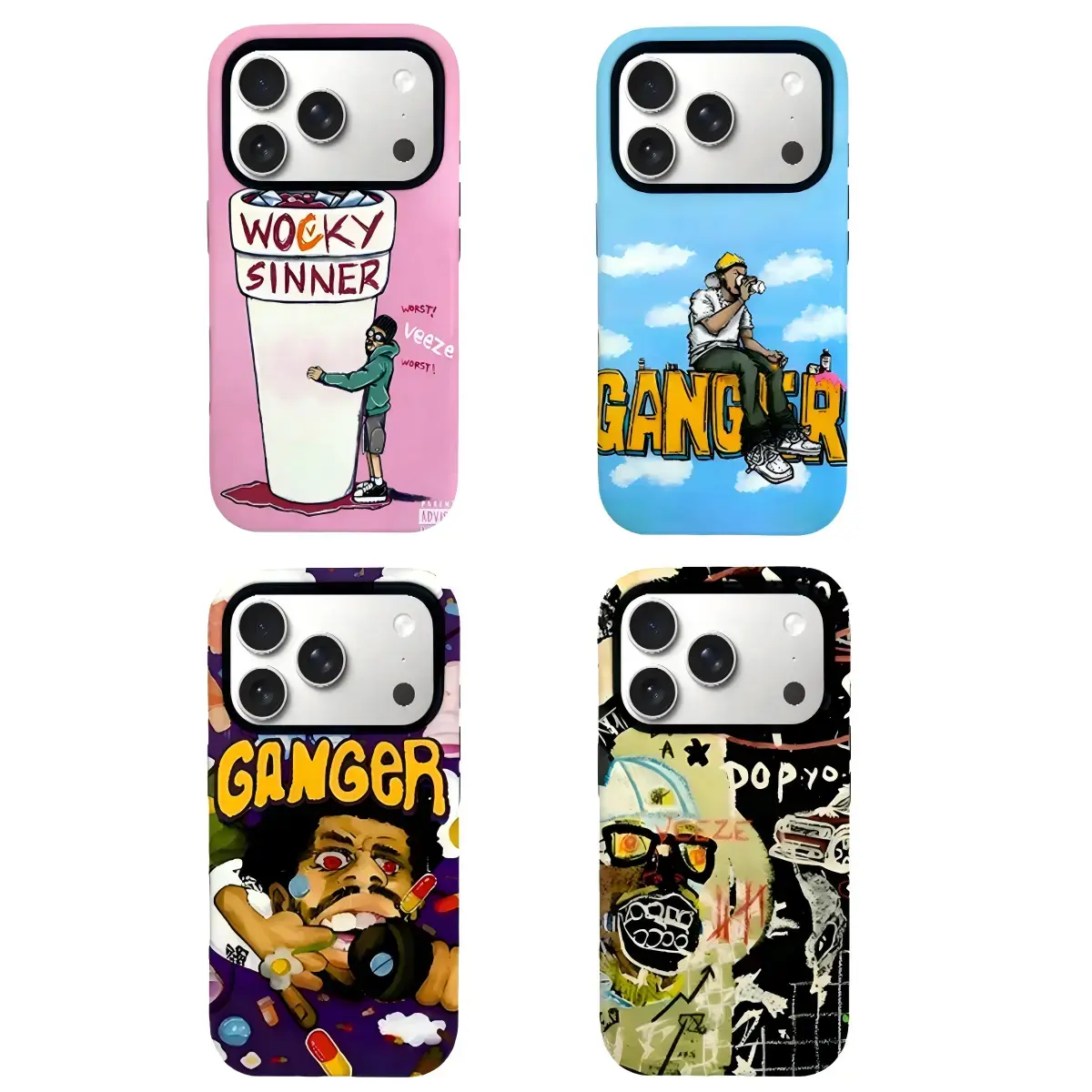 Veeze Ganger Wocky Sinner Phone Case, Rapper Hip-Hop Aesthetic, Dual-Layer Shockproof Cover for iPhone 11, 12, 13, 14, 15, 16, 17 Pro Max Plus Mini, Trap Music Fan Street Culture Elite Defense Bumper Case Ultimate Drop Resistance