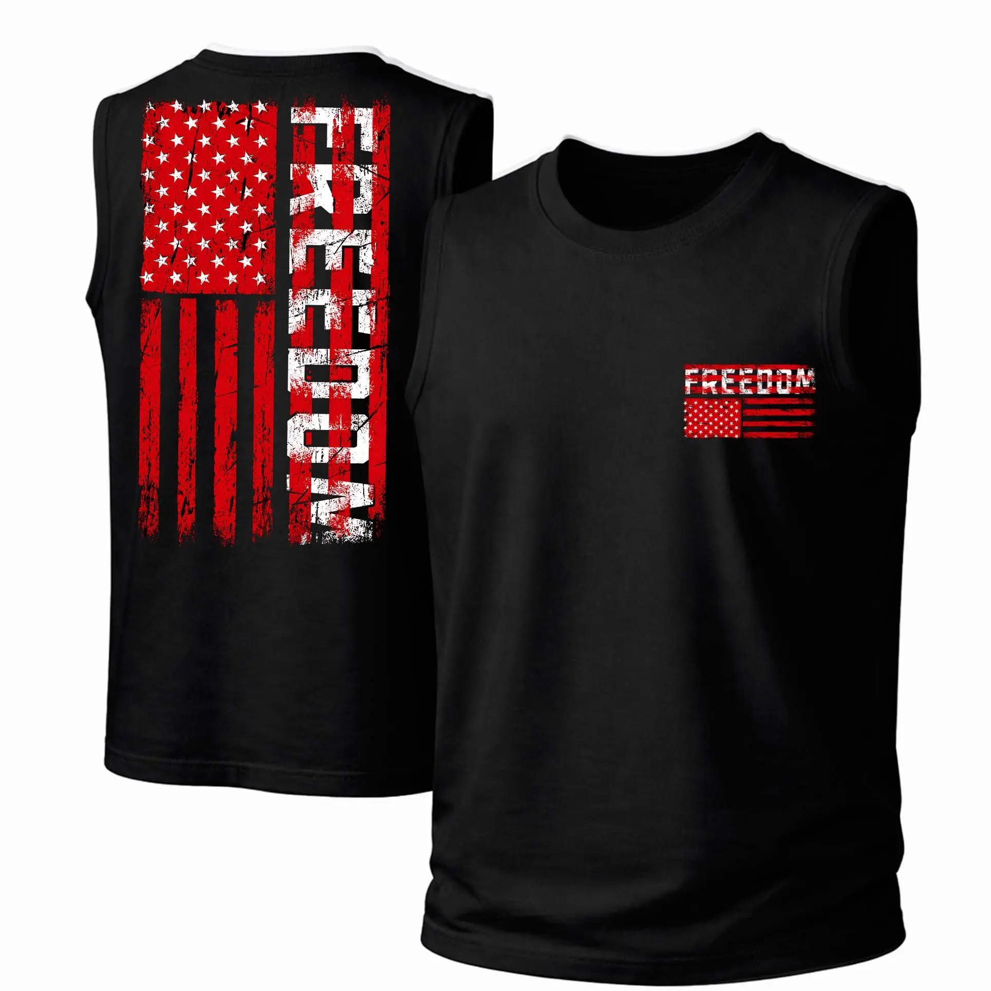 Men's Cotton Sleeveless Tank Top -“Freedom Flag”— Punk Printed Style. This Is A Casual Item Suitable For Both Men And Women, Especially Perfect For Spring And Summer; The Cool Print And Classic Crew Neck Cut