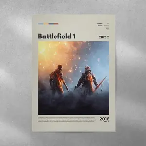 Vintage Battlefield 1 Gaming Room Poster - Game Gift For Video Game S - Gaming Art Print For Decor