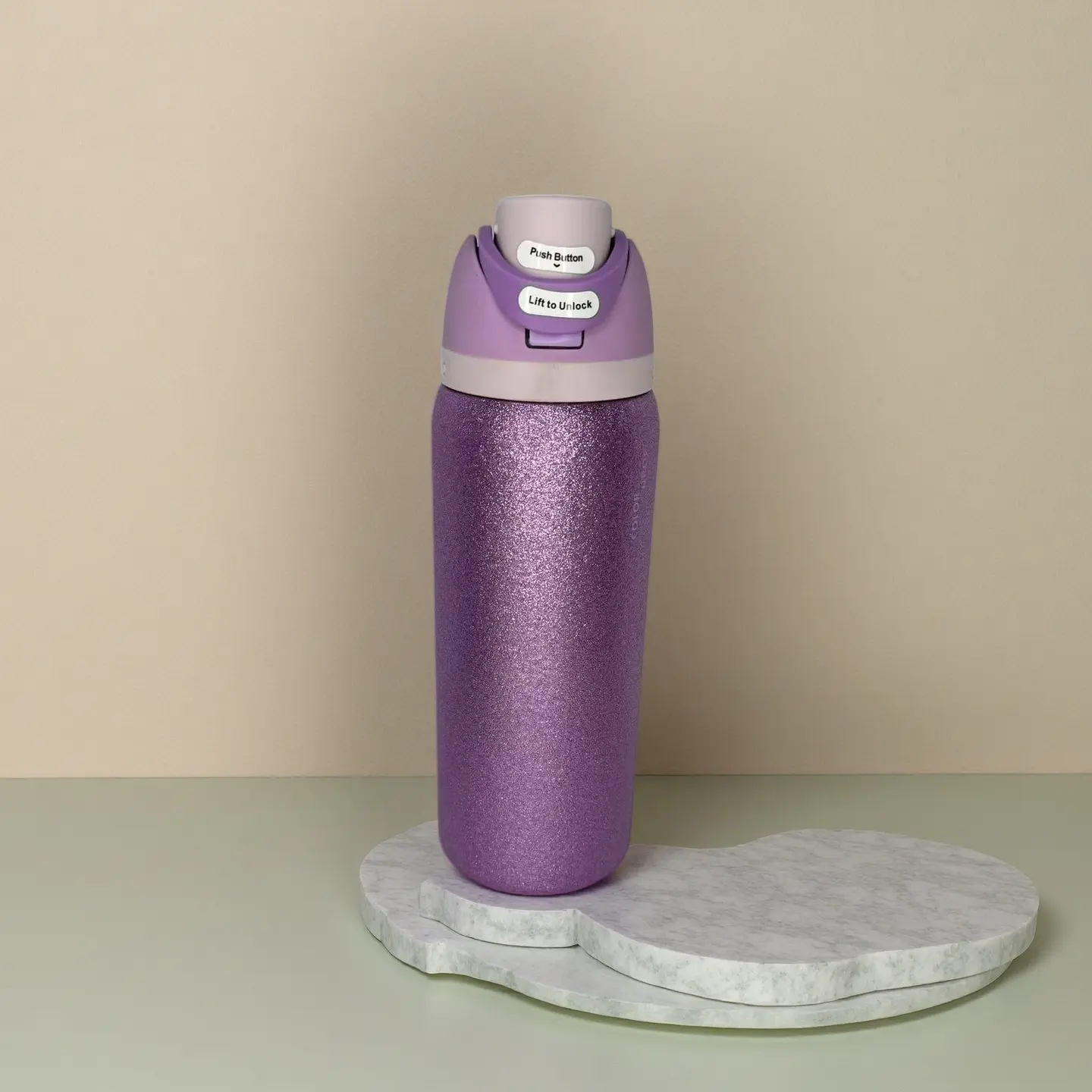 Owala 32oz Sparkling Purple Traveler Tumbler - BPA-Free Vacuum Insulated Thermal Bottle, Push Button Lift Lock, Lightweight Portable Refillable Mug, Tumbler Style Vacuum Flask for Hot & Cold Water, Father's Day Gift, Vacuum Insulated Tumbler