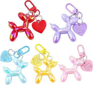 Colorful Jelly Balloon Puppy Keychain Set, Playful Fashion Bag Pendant for Backpacks, Purses, Totes, Handbags, School Bags, Trendy Gift