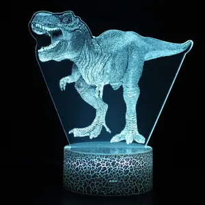 Acrylic carved 3D desk lamp, small night light, dinosaur shaped light, remote control LED visual stereoscopic night light 6