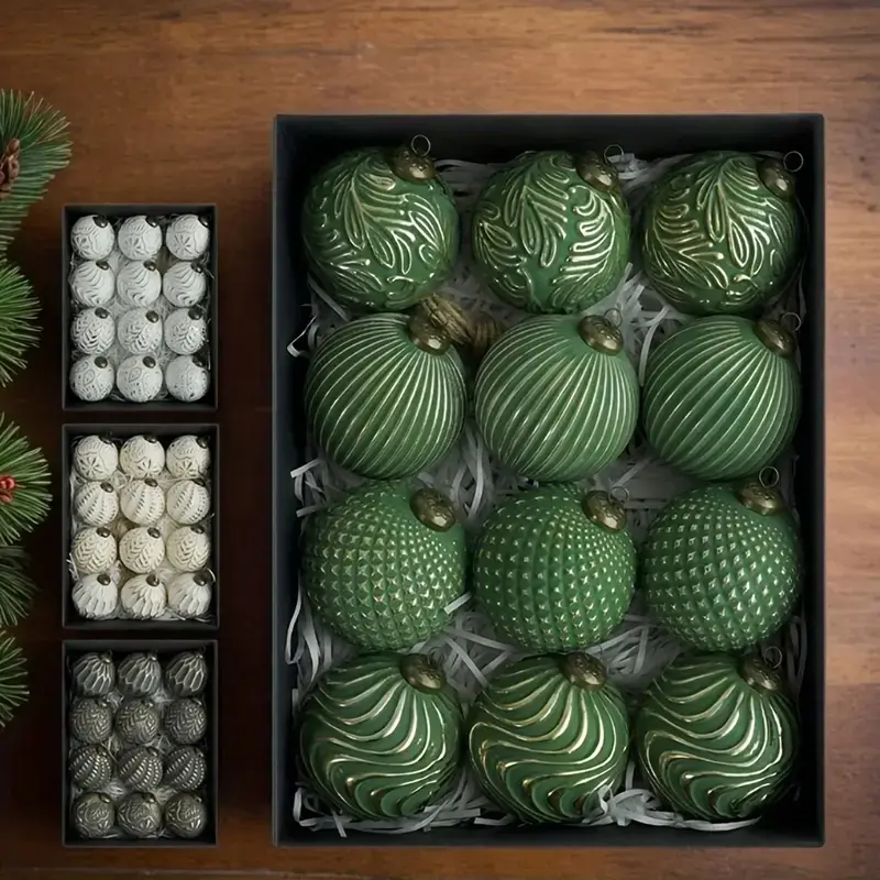 Vintage Style Christmas Tree Decorations Ornaments, and Silver Color Balls, Perfect for Wedding Party Decoration Supplies