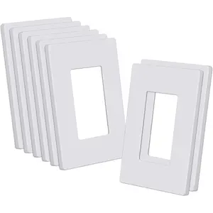 Decorator Screwless Wall Plate, 1-Gang Receptacle Outlet Cover, 8 Pack Hidden Screw Smooth Face Switch Plates, Standard Size 2.91"x4.68", UL Listed, White