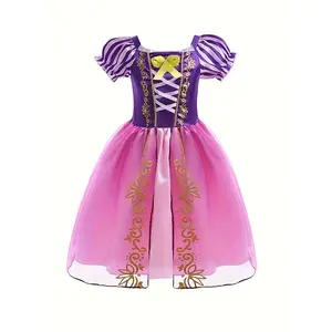 Rapunzel for Girls, Embroidered Princess Dress, Halloween Stage Performance Outfit