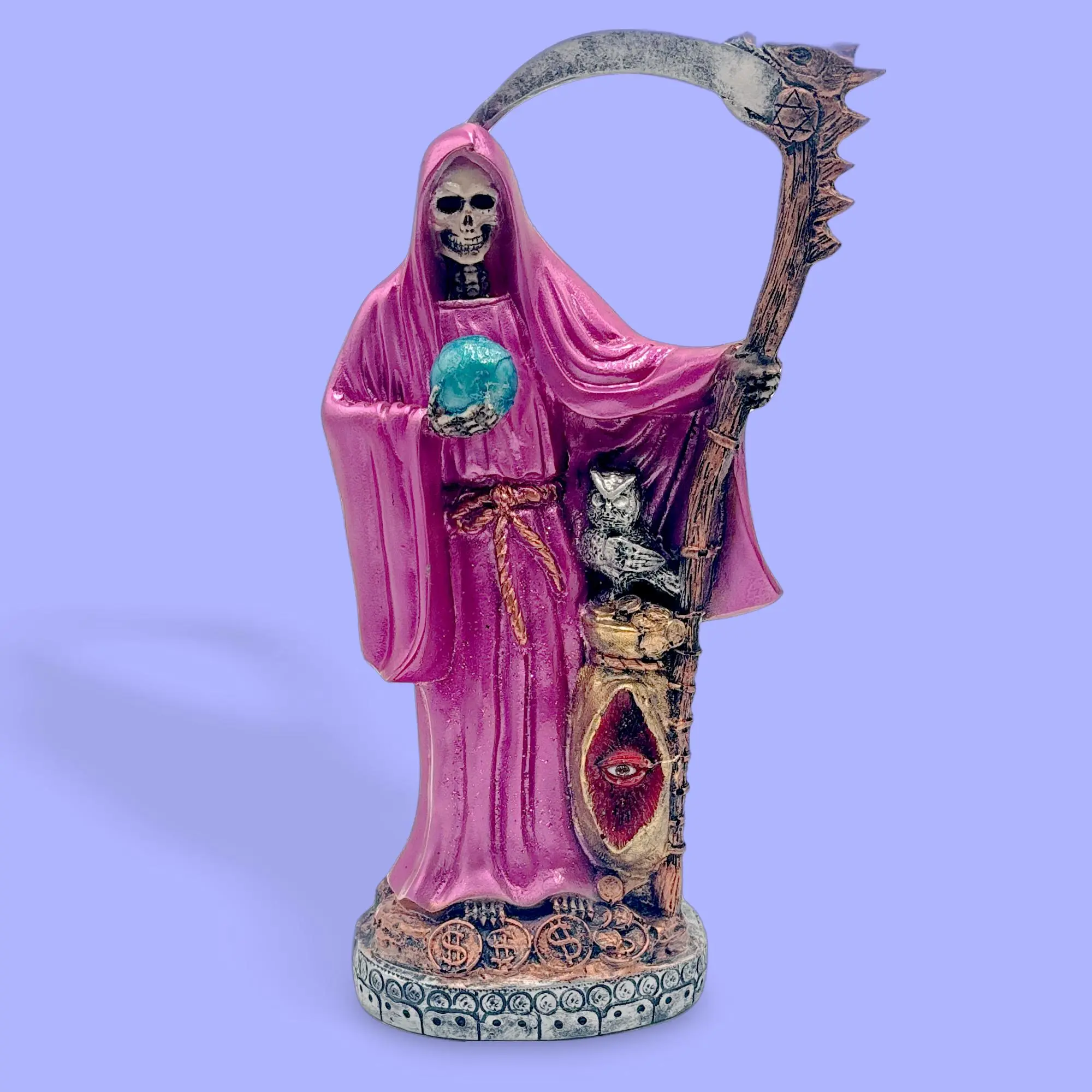 13-Inch Pink Charged Authentic Santa Muerte Religious Statue, Home Decor, Room Decor Collectible Figurine for Statues & Bobbleheads Display