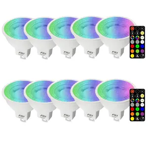 FTL MR16 LED Color Changing Light Bulb with Remote Control 12V RGB Dimmable 5W=40W 2700K-6000K Timer GU5.3 Landscape Light Bulbs for Track Recessed Lighting 10-Pack