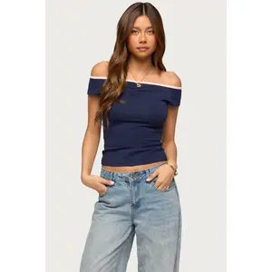 Dellah Contrast Off Shoulder Top