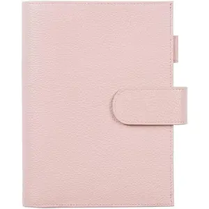 Leather Cover for Stalogy B6 - with  Pocket, Pen Loop and Card Slots (Pebbled-Dusty Rose, B6+)