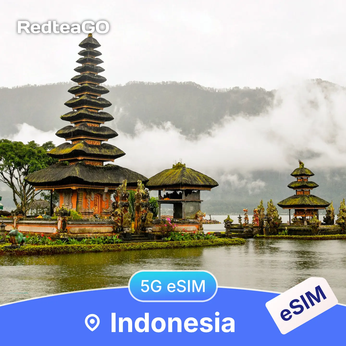 RedteaGO Indonesia eSIM Unlimited Data 5G | Instant Activation | No SIM Card Needed Travel Data Plan | No Roaming | High Speed 5G | Instant Setup