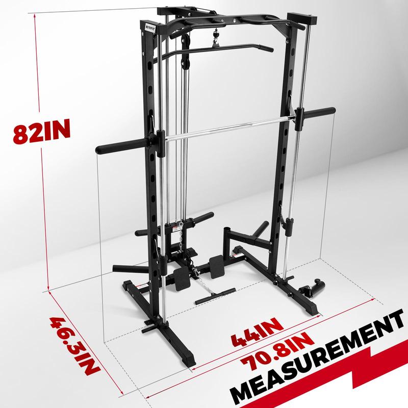 RitFit PSR05 Multifunctional Smith Machine with 13 Accessories Included smith  machine squat machine power rack Home Gym System Home Gym Station Strength Training Equipment(Black/Pink)