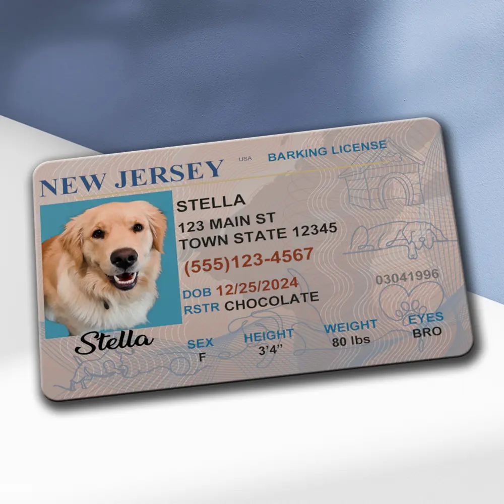Custom Dog ID Card | Novelty License For Pet | Plastic Card Pet Memorial Gift