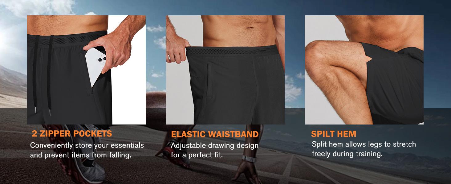 COOFANDY Mens Athletic Running Shorts 7'' Gym Workout Shorts 2 Pack Drawstring Training Shorts with Zipper Pockets COOFANDY Mens Athletic Running Shorts 7'' Gym Workout Shorts 2 Pack Drawstring Training Shorts with Zipper Pockets