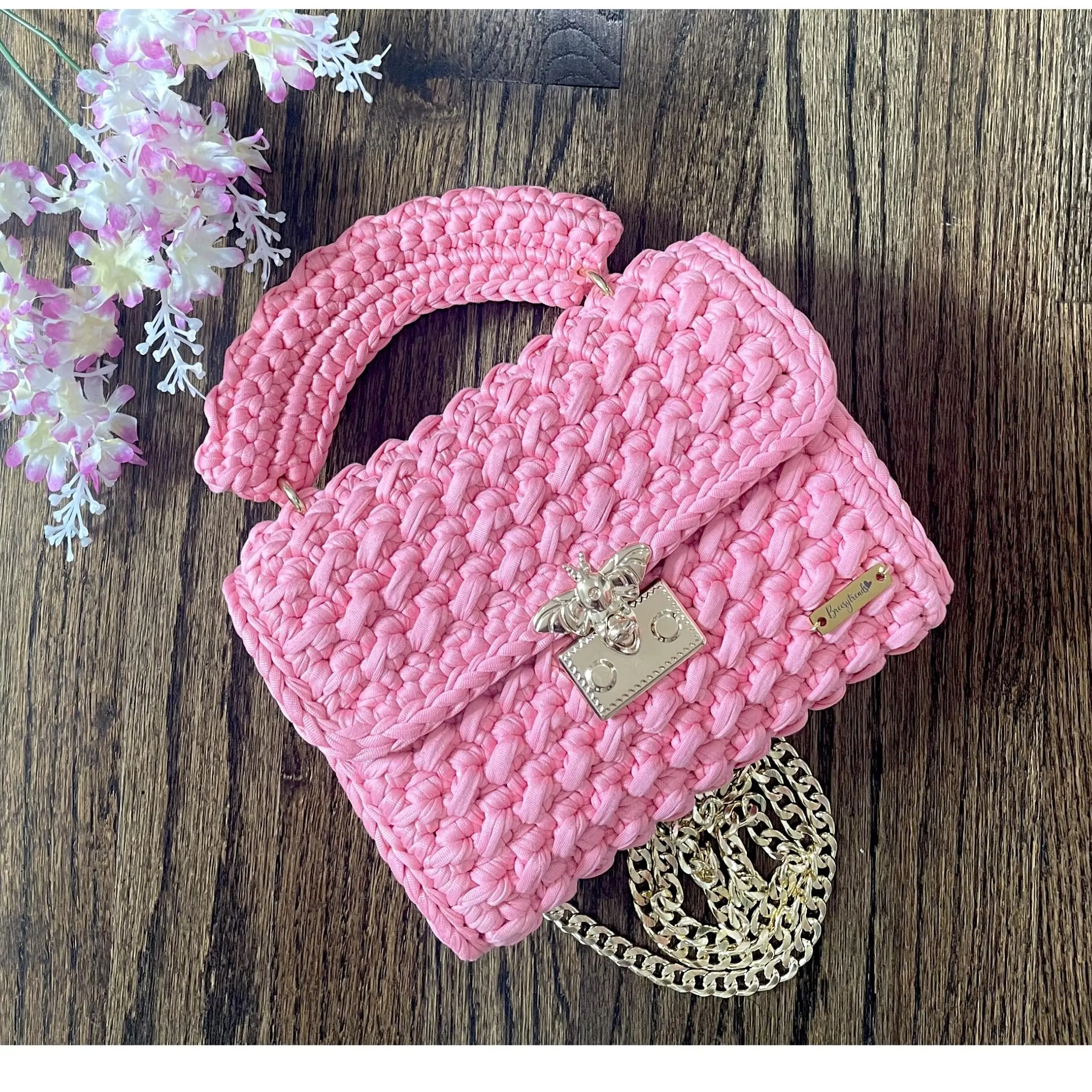 Pink Handmade bag Crochet, Elegant Hand Knitted Purse Bag, Shoulder Luxury Bag, crochet handbag, gift for her