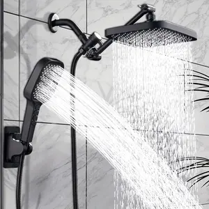 Modern 12 Inch High Pressure Shower Head Set, Adjustable Handheld Spray, Extensible Arm, Leak-Proof Design, Wall Mounted, Plastic Material